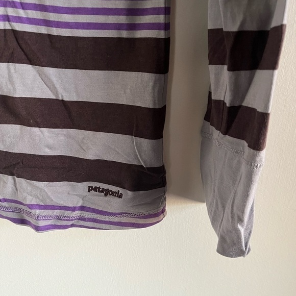 Patagonia Long Sleeves Tee Purple Striped Top Women’s S - Picture 8 of 12